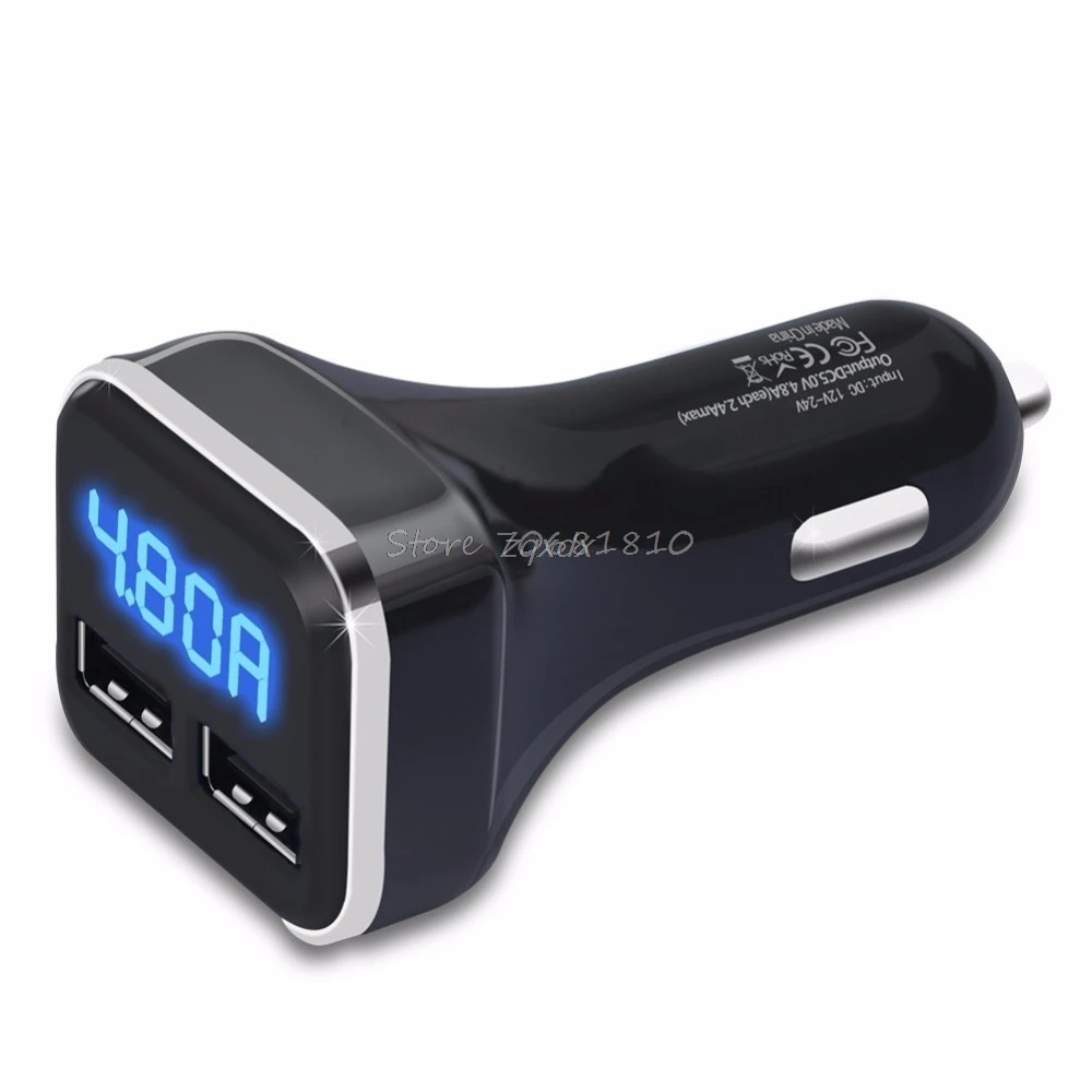 SIV 4.8A двойной Переходник USB для зарядки в машине светодиодный дисплей Быстрая зарядка для iPhone для samsung и Прямая поставка