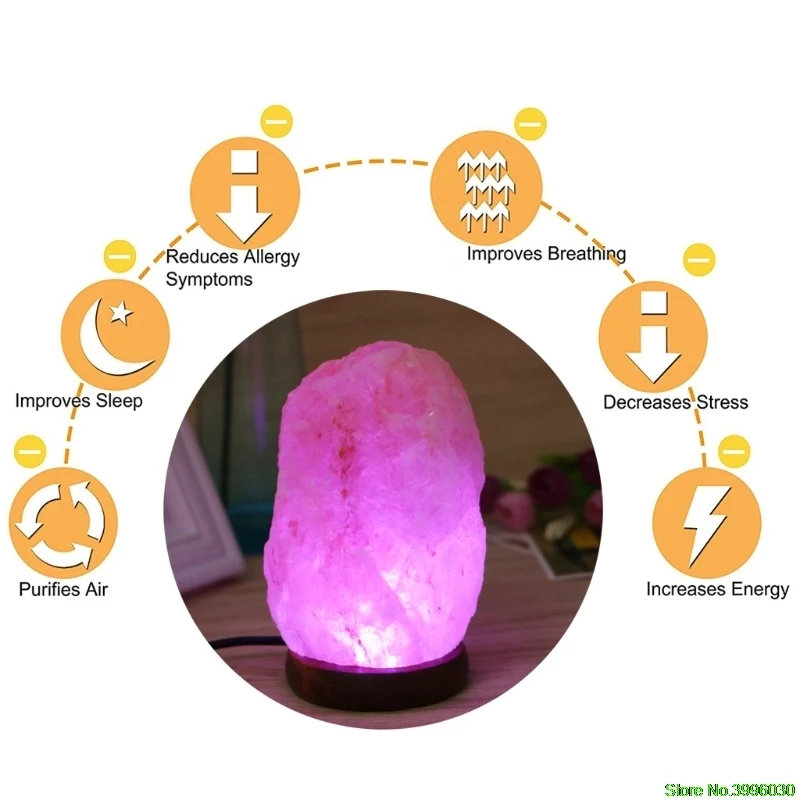Ручной резной USB деревянный основание Гималайская горная соль лампа очиститель