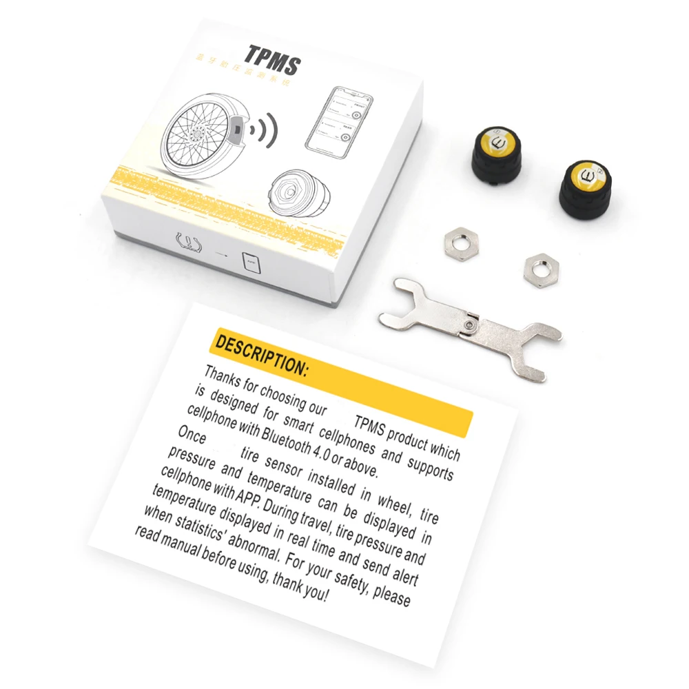 Система мониторинга давления в шинах мотоциклов 2 шт. с Bluetooth TPMS режим приложения