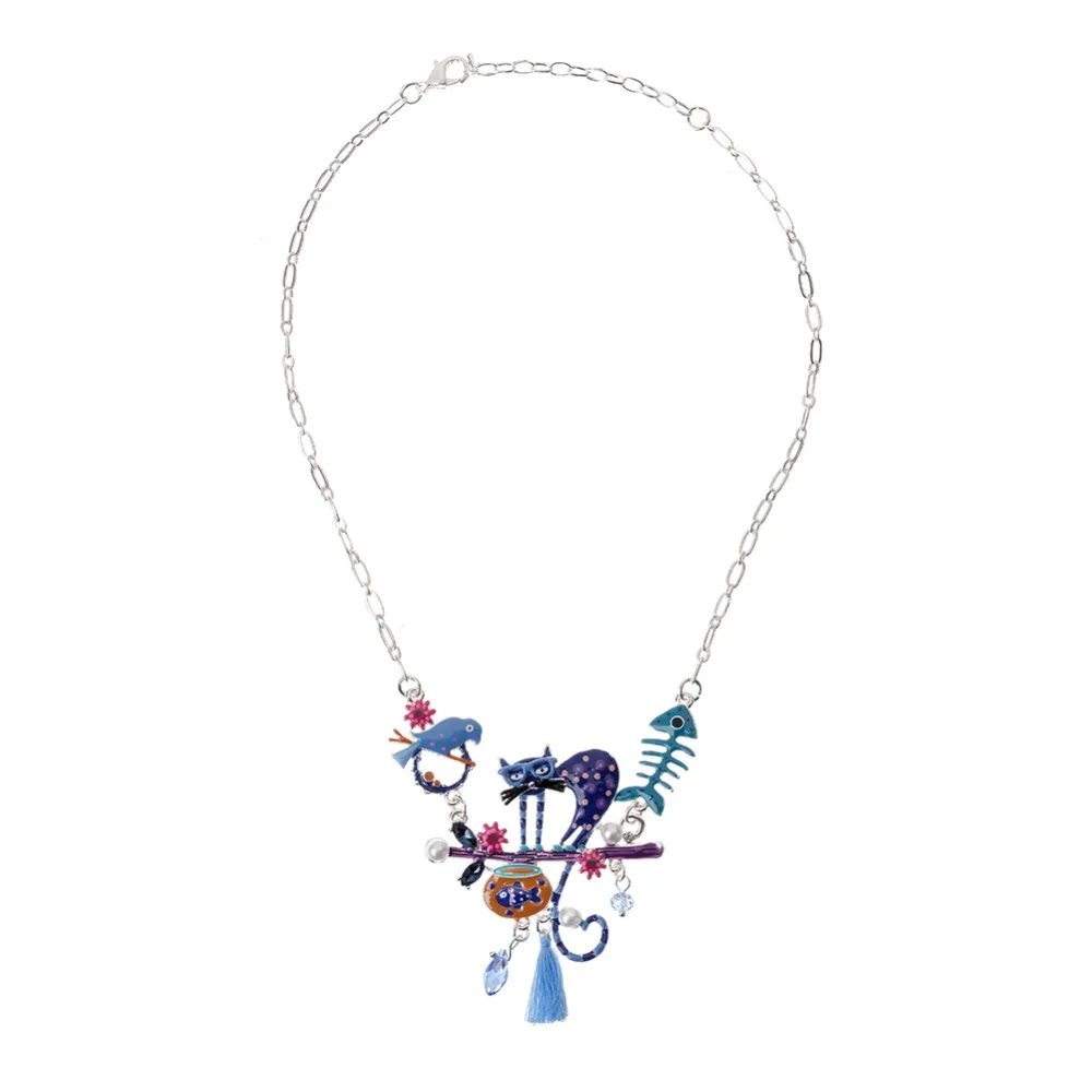 Колье с эмалью в виде кошки колье африканском стиле Массивное чокер для детей