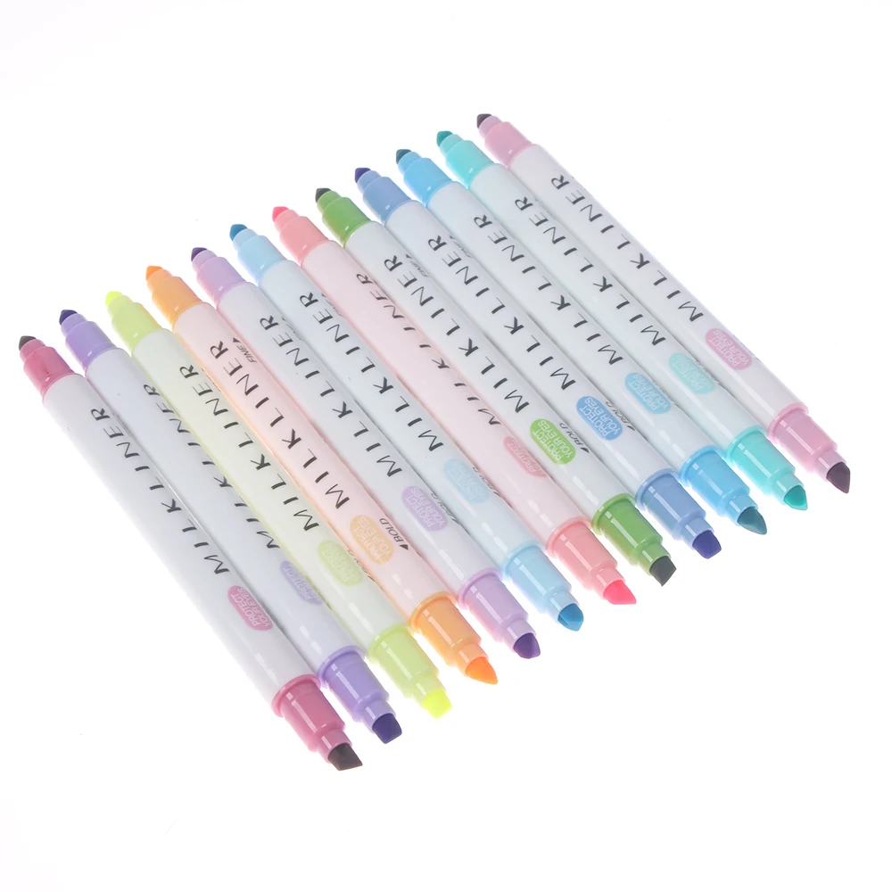 12 шт. японские ручки маркеры с двойной головкой флуоресцентная ручка милый