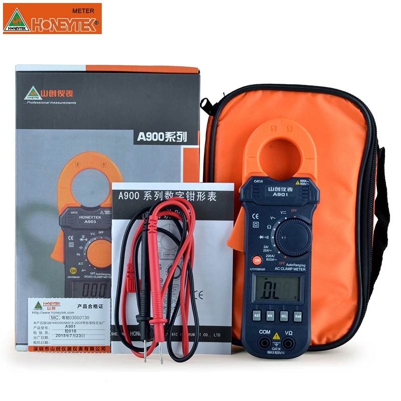 HONEYTEK клещи мультиметр Ампер клещи защита от перегрузки DC/AC 600A вольтметр измеритель тока Сопротивление Емкость Амперметр