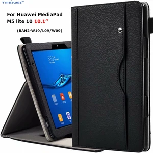 luxury stand case for huawei mediapad m5 lite 10 bah2 w19l09w09 10 1 tablet cover with hand belt for huawei m5 lite 10 case free global shipping