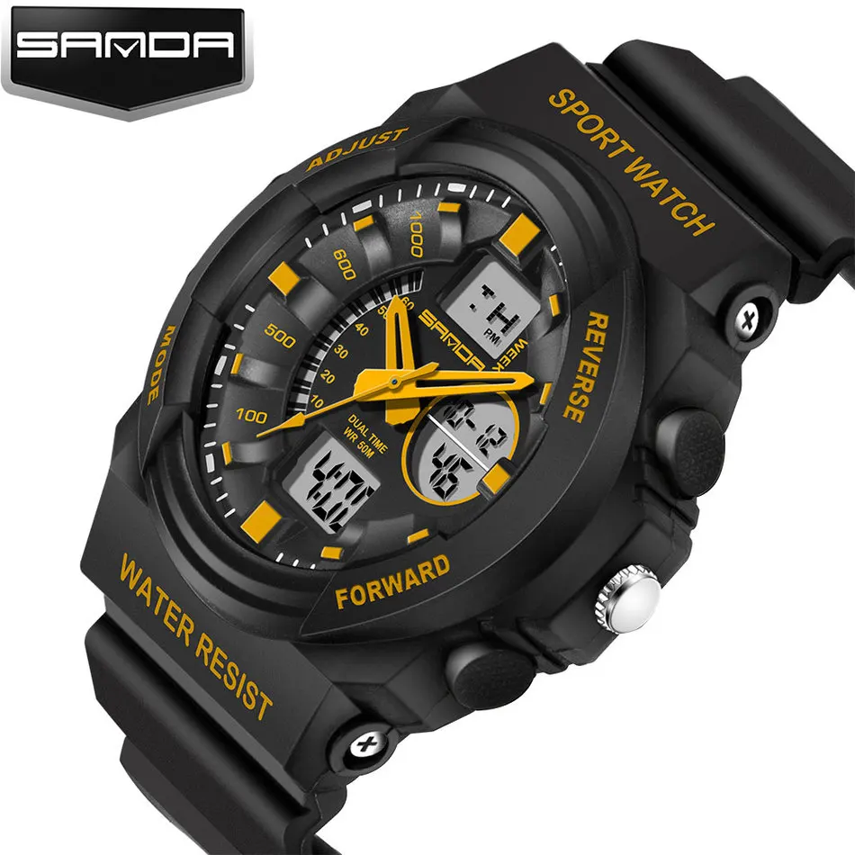 Golden Black Новые армейские военные спортивные часы для мужчин Топ люксовый бренд светодиодный наручные часы Мужские часы цифровые часы для мужчин Hodinky Relogio Masculino - Цвет: Golden Black