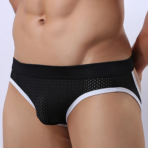 Мужские пикантные сетчатые трусы тонги с низкой талией|mesh bulge|low waistbriefs briefs |