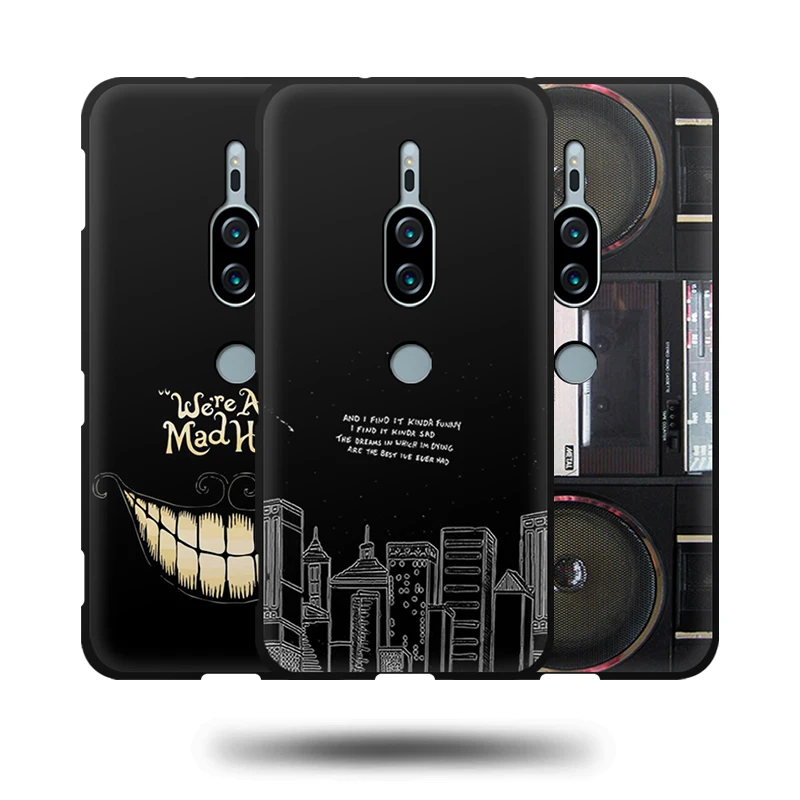 Мягкий ТПУ чехол JURCHEN для Sony Xperia XZ2 модный силиконовый с рисунком двумя Sim