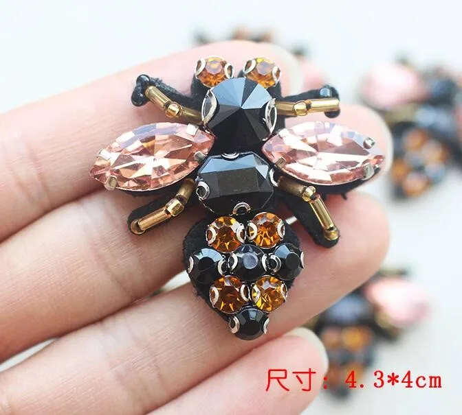 100 шт./лот пчелы блестки стразы бусина брошь нашивка аппликация вышивка бисером