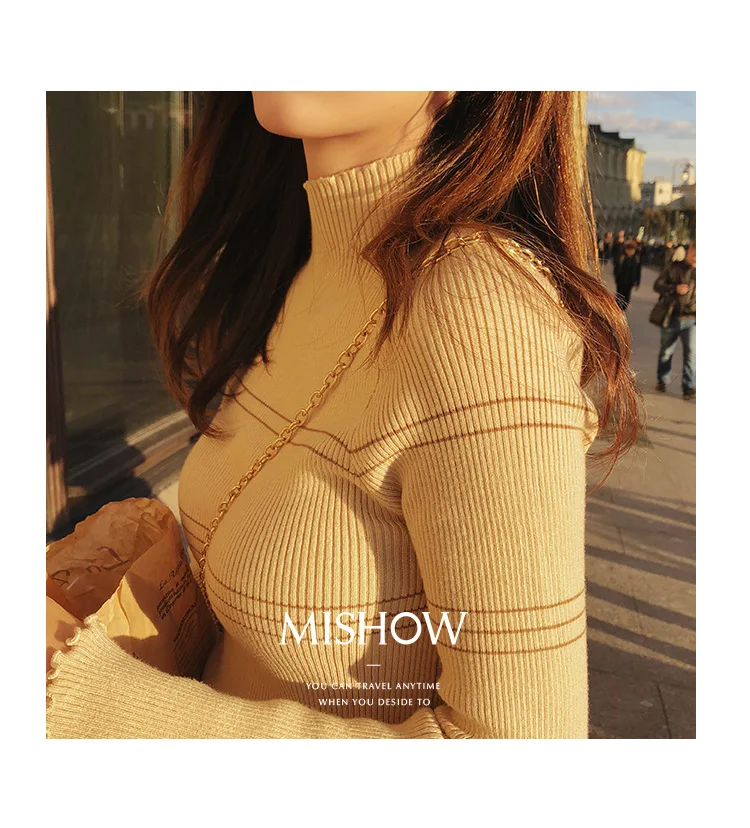 Mishow Женские Пуловеры Осень Зима Свитер Вязаный Повседневный Джемпер Мода Тонкий Водолазка Теплые Женские Свитера MX18C5187