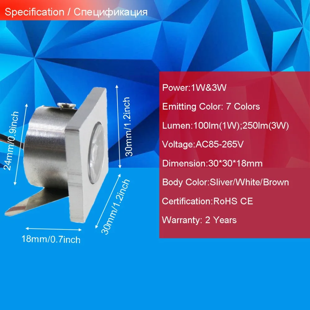 Квадратный светодиодный прожектор 10 шт. мини потолочный светильник теплый
