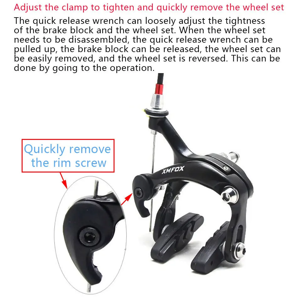 XMFOX-2.1 Road Brake Dual Pivot Bike Aluminum Side Pull Caliper Brake Front Rear Brake Road Racing Bicycle Brake Accessories