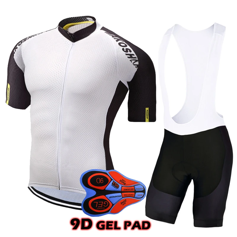 

White Cycling Jersey Set Ropa Maillot Ciclismo Short Sleeve Bicycle Wear 9D Gel Pad Pro Cycling Kits Breathable Bike Clothing