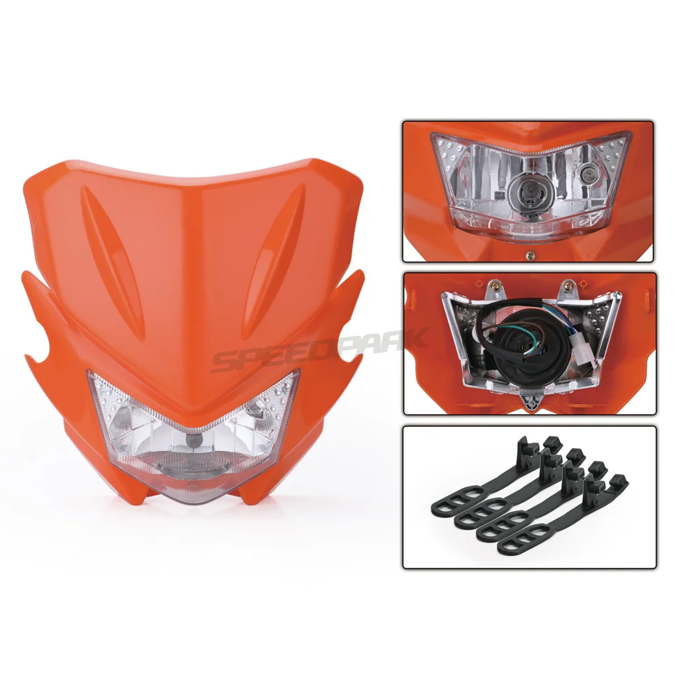 SPEEDPARK универсальный мотоцикл фара обтекатель для KAWASAKI YAMAHA SUZUKI HONDA KTM Байк - Цвет: Orange