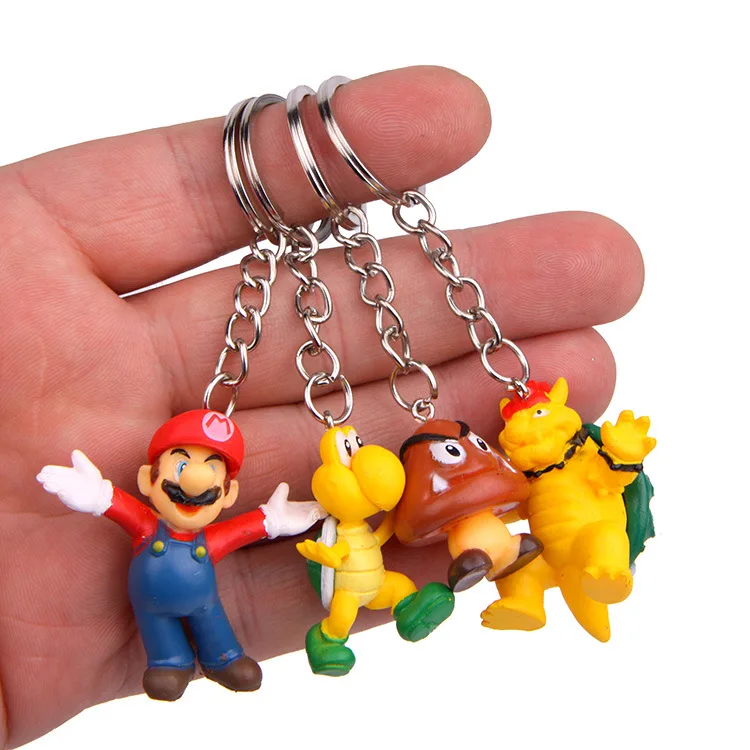 Лидер продаж, 8 шт./лот, Классический брелок Super Mario Bros, фигурка Марио Луиджи Йоши, персик, Гумба, Кинг-Конг, ПВХ, игрушки для детей
