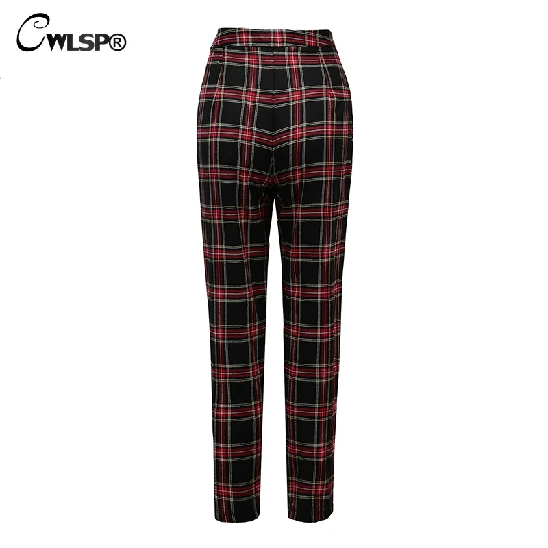 Женские прямые хлопковые брюки CWLSP повседневные свободные клетчатые до