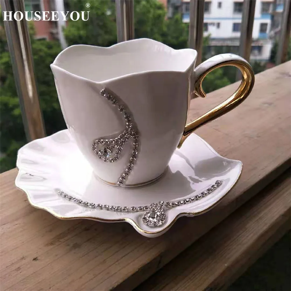 HOUSEEYOU европейские Роскошные Кристаллы Ожерелье декор чашка молока кофе блюдце