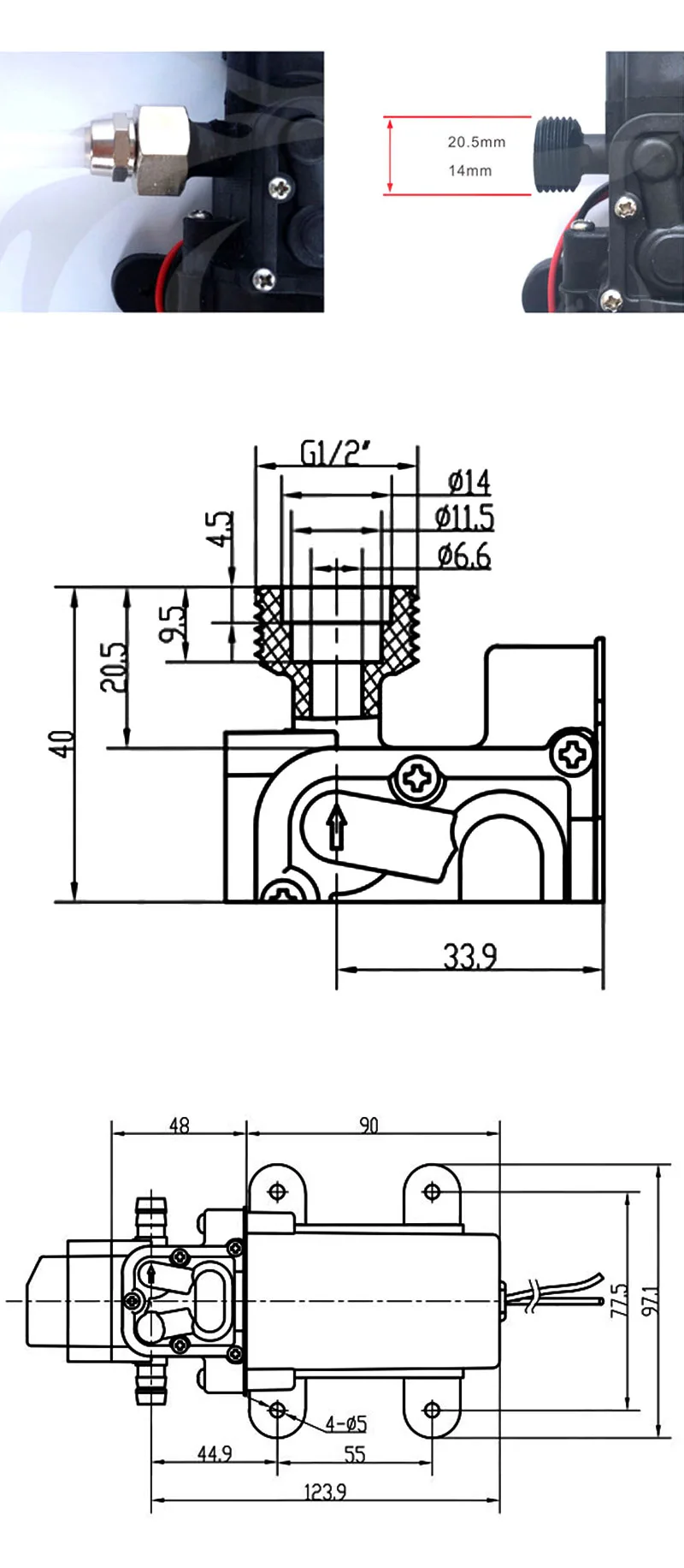DC 12V 60W 130PSI 5L/Min водяной мембранный Водяной насос высокого давления самовсасывающий насос автоматический переключатель для сада вагон-кемпер