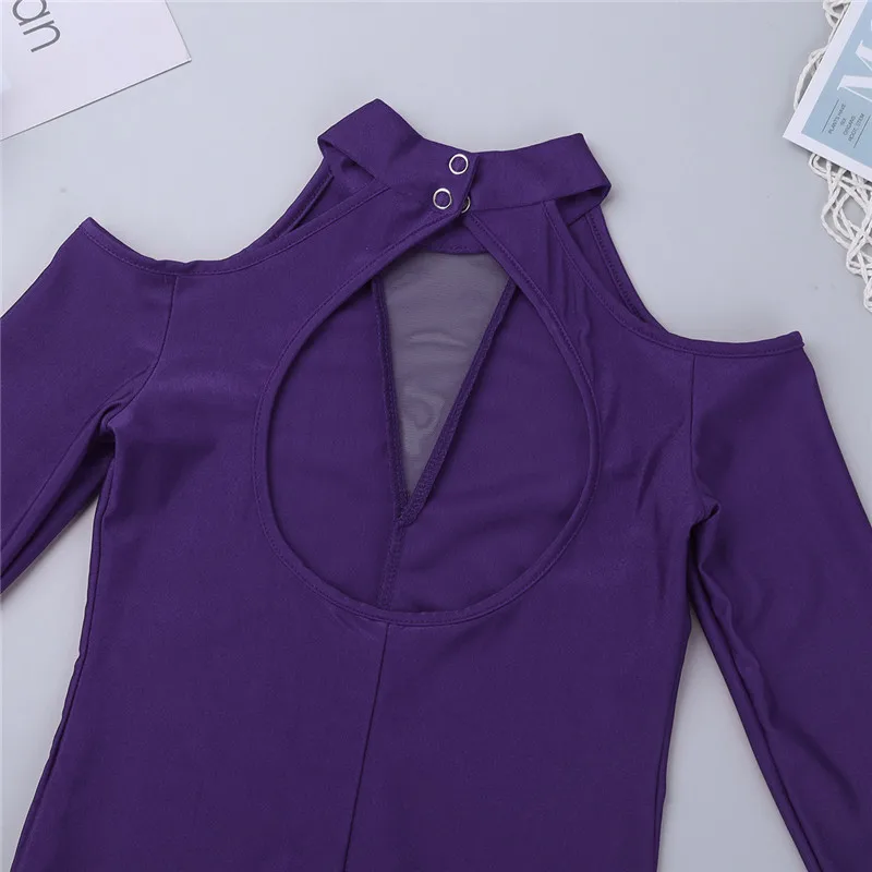 Детское балетное платье для девочек гимнастическое трико с открытыми плечами