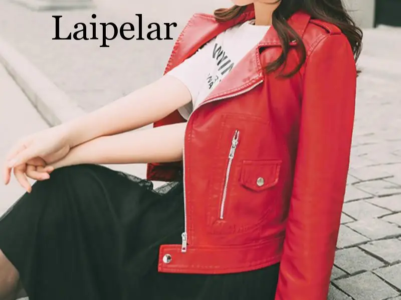 Laipelar, Новинка осени, Женская куртка, искусственная мягкая кожа, пальто для женщин, красный/черный/коричневый, короткая, Корейская, искусственная кожа, верхняя одежда, для девушек, тонкая, мотоциклетная