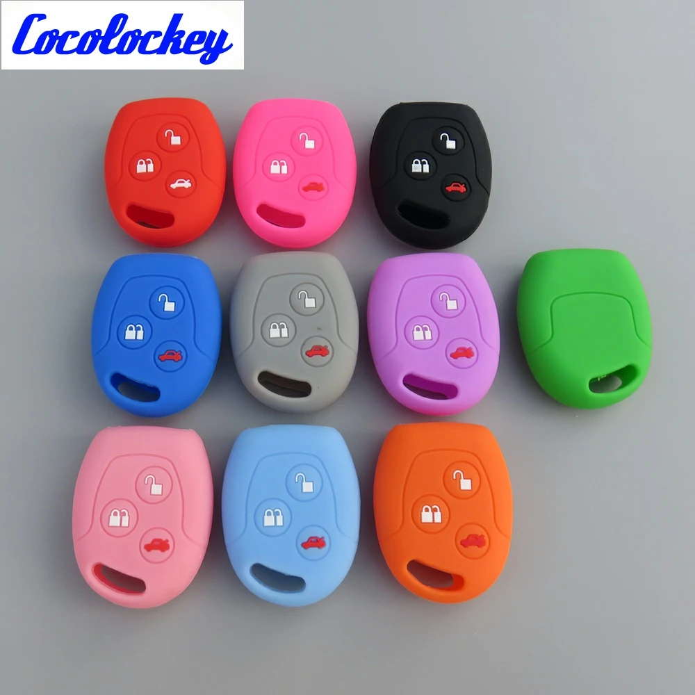 Cocolockey силиконовый для ключа автомобиля чехол Fob Shell держатель для Ford Mondeo Fiesta Focus дистанционный ключ 3 кнопки; автостайлинг