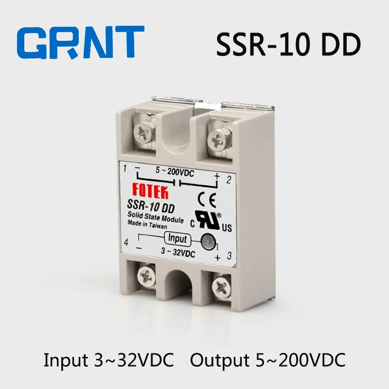 SSR-10DD Однофазное твердотельное реле постоянного тока в SSR вход 3 ~ 32 В выход 5 200 |