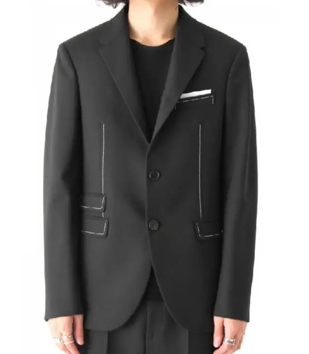 

S-6XL Hot 2020 Summer Men's New Fashion Personalized Large size customizatio Loose casual white line wild suit jacket
