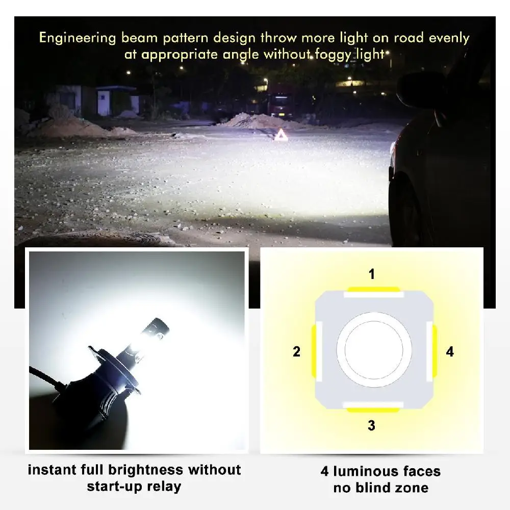 Oslamp X7 H11 фары автомобиля лампы удара чипов 4 стороны световой 10000LM 6000 K 100 W DC 12 V 24