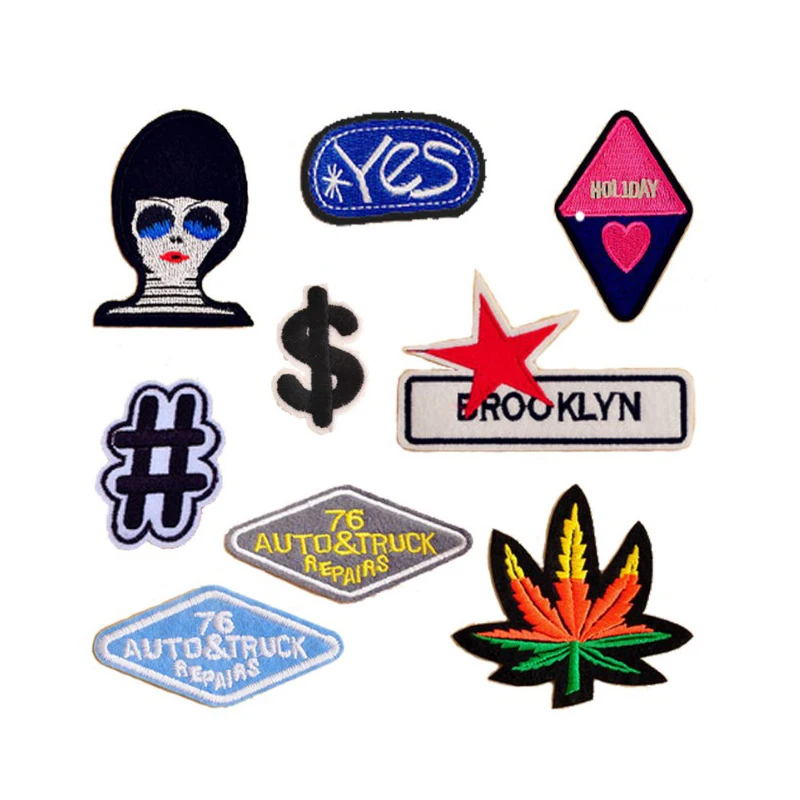 Новинка 2017 панк крутая леди листья символ текст да заплатки железо на или