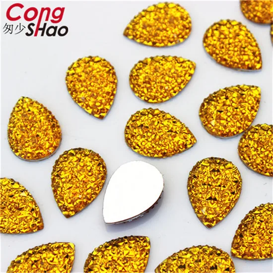 Yellow Cong shao 50 шт. 13*18 мм яркие подвески Форма прорезиненная задняя стенка страз аппликация камни и кристаллы Garment Accessories 8Y412 - Цвет: Yellow