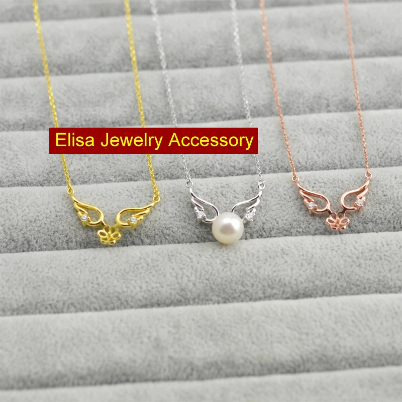 Angel Wings Pendant Chain Accessory S925 Sterling Silver Necklace Components Silver/Gold/Rose Gold Color 3Pieces/Lot | Украшения и