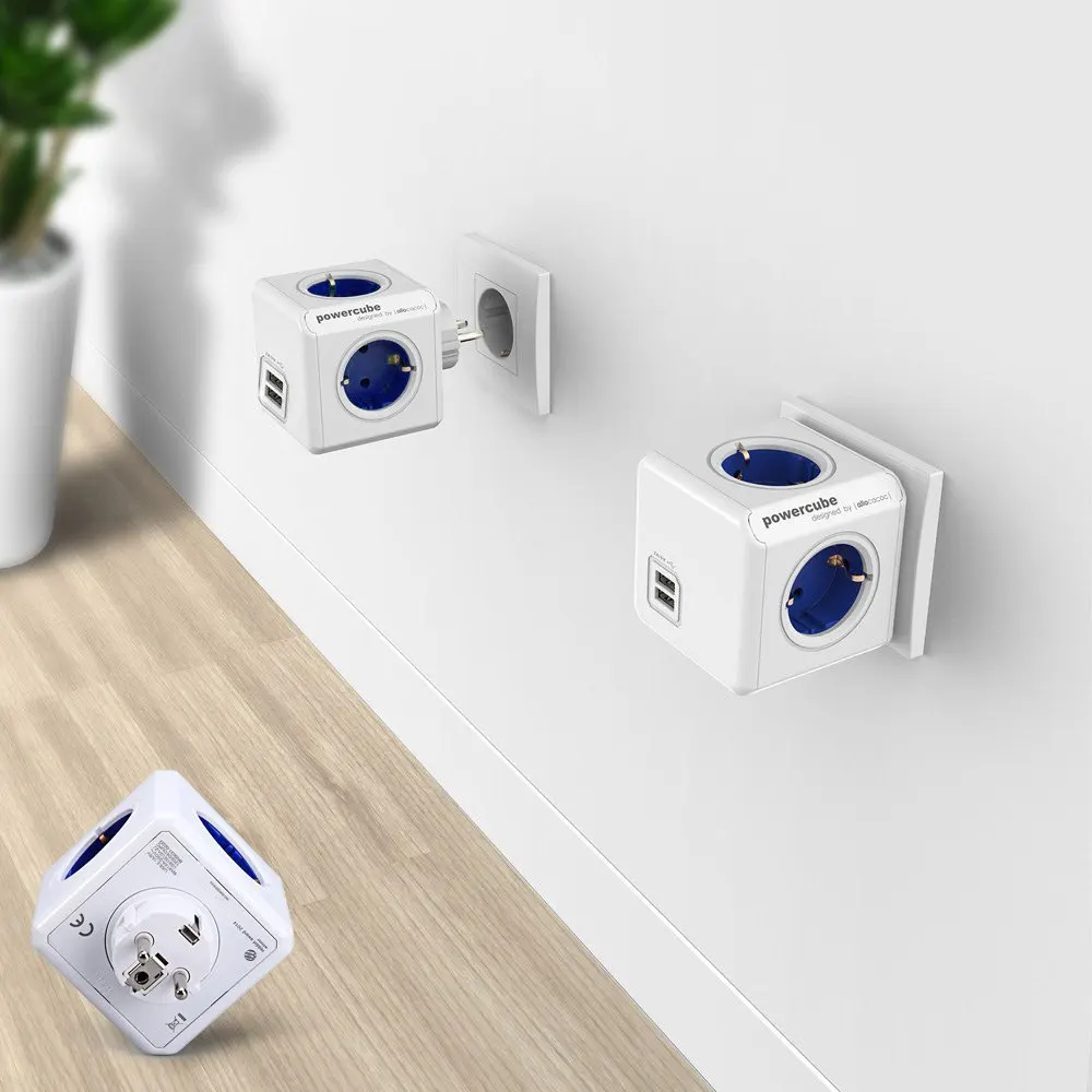 Розетка Allocacoc PowerCube DE с 4 розетками 2 USB порта адаптер для умного дома 16 А 250 В|allocacoc