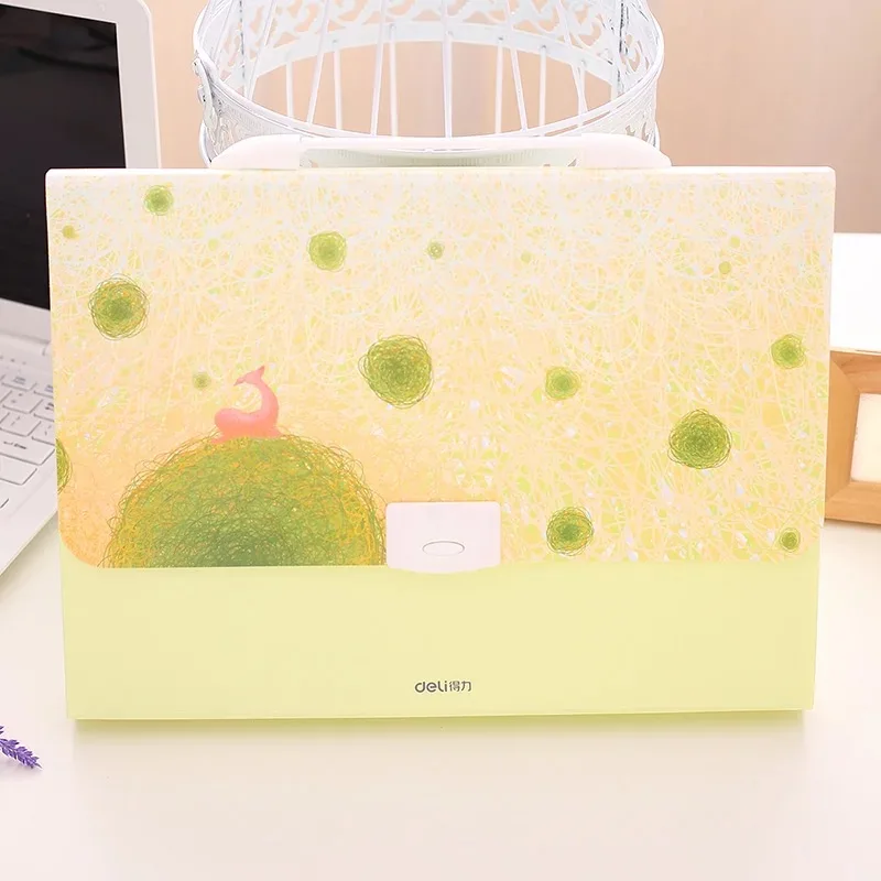 green Kawaii Rainbow Elk A4 расширяющийся кошелек-органайзер для файлов, папок, студенток, Подарочная коробка для документов, милые офисные канцелярские принадлежности - Цвет: green