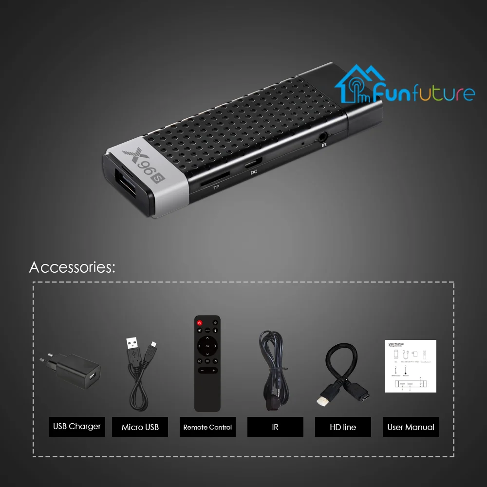 X96S ТВ Stick 4 K Android 8 1 GB 32 Amlogic S905Y2 ядра 2 4G и 5 ГГц Wi-Fi BT4.2 1080 P H.265 60pfs ключ Электроника