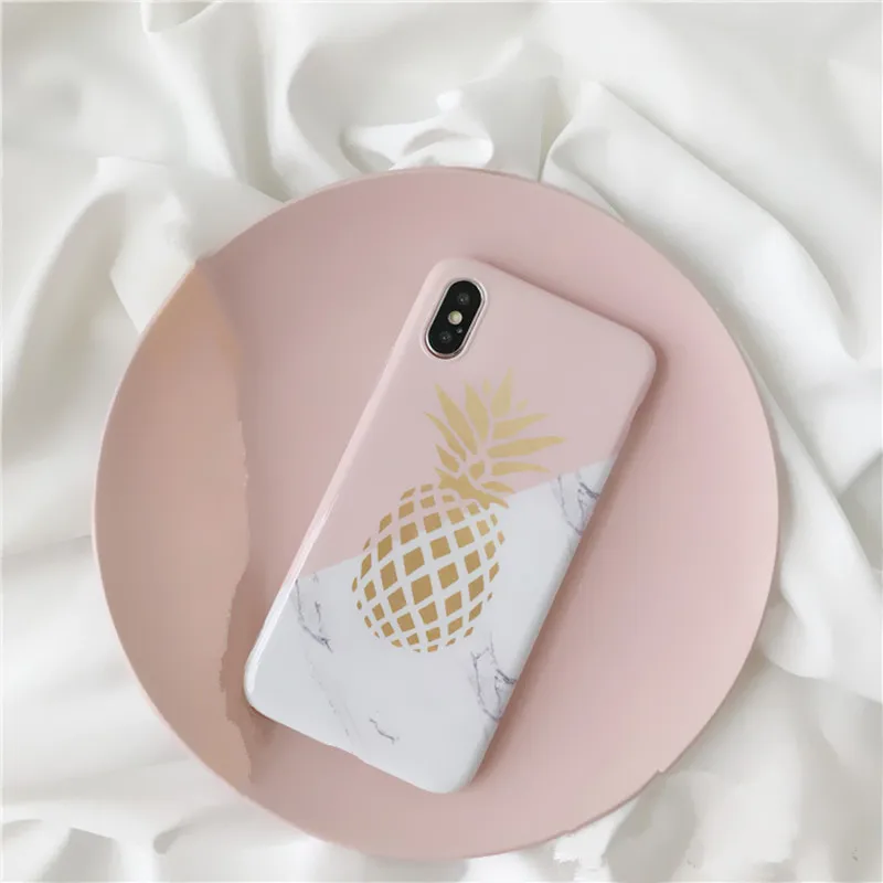 Stelllife Модные Золотые Мраморные чехлы для телефонов с ананасом iPhone 8 Plus capa гладкая