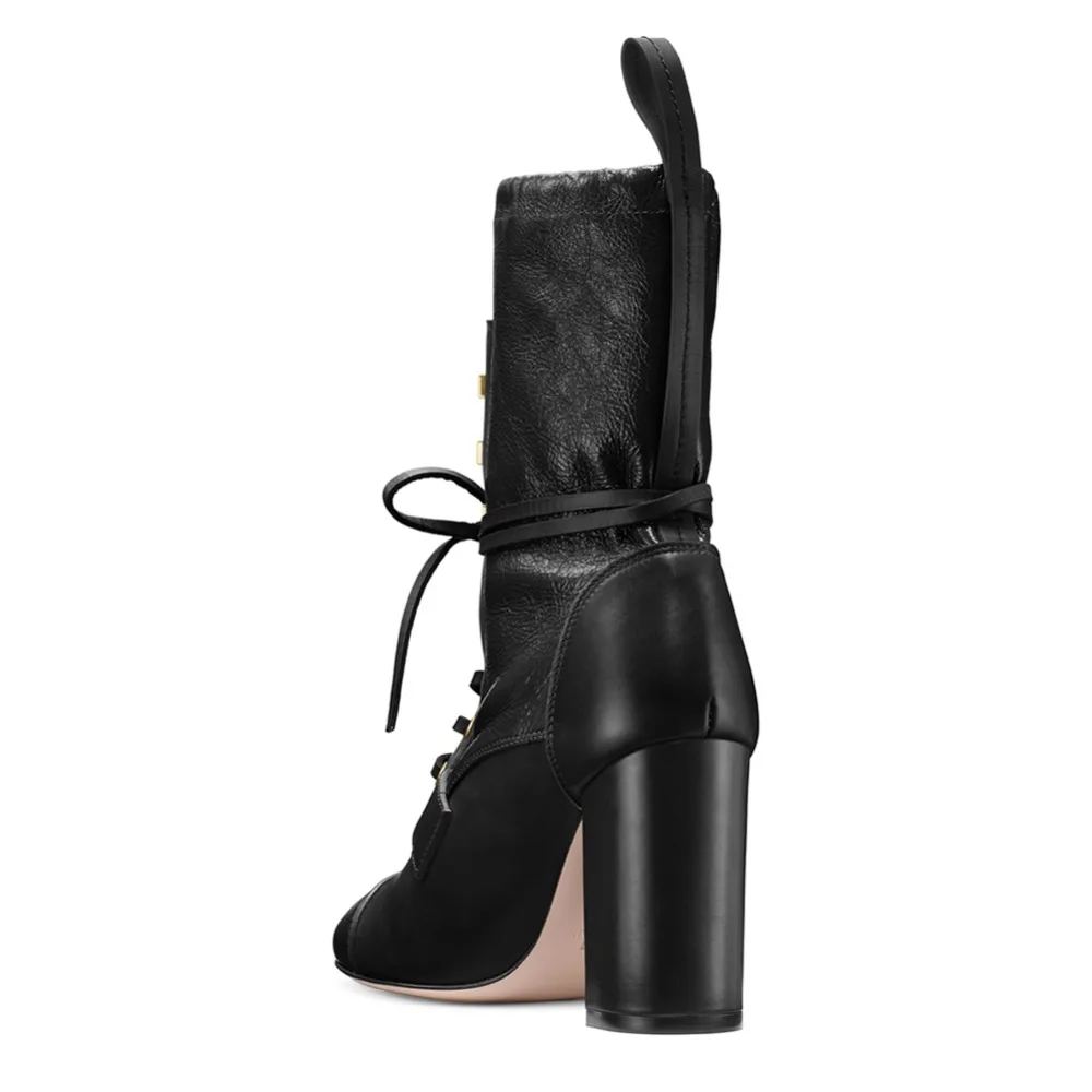 Зимние женские ботильоны с круглым носком на высоком блочном каблуке Лоскутные