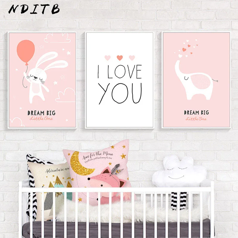 Детский Настенный художественный постер простые кавычки холст принт кролик