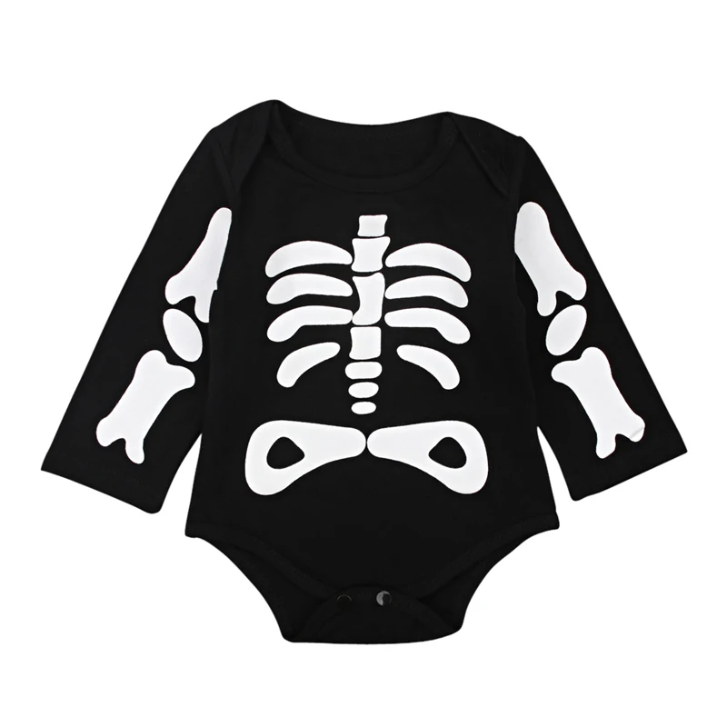 2018 Halloween Newborn Baby Boy Girls Skeleton Printed Rompers Long Sleeve Jumpsuit Clothes Outfit Costume Cosplay |