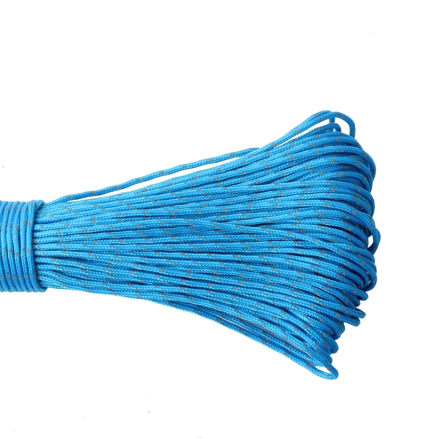 CAMPINGSKY 2 мм Paracord светоотражающий 3 нити Paracord Core открытый кемпинг Corda парашютный шнур шнурок палатка многофункциональная веревка - Цвет: sky blue reflective