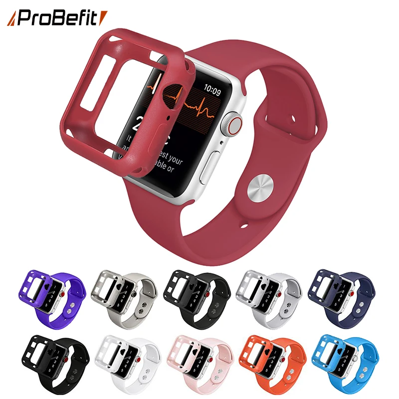Мягкий силиконовый чехол для часов ProBefit+ ремешок для часов Apple Watch 3 2 1 42 мм 38 мм резиновый ремешок для iWatch 5 4 40 мм 44 мм