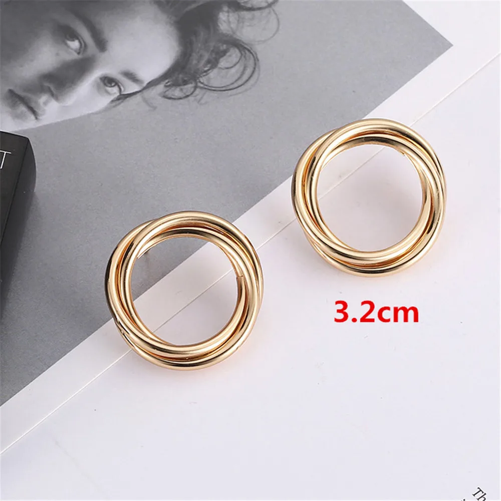 16 видов стилей круглые металлические большие серьги гвоздики золотого цвета