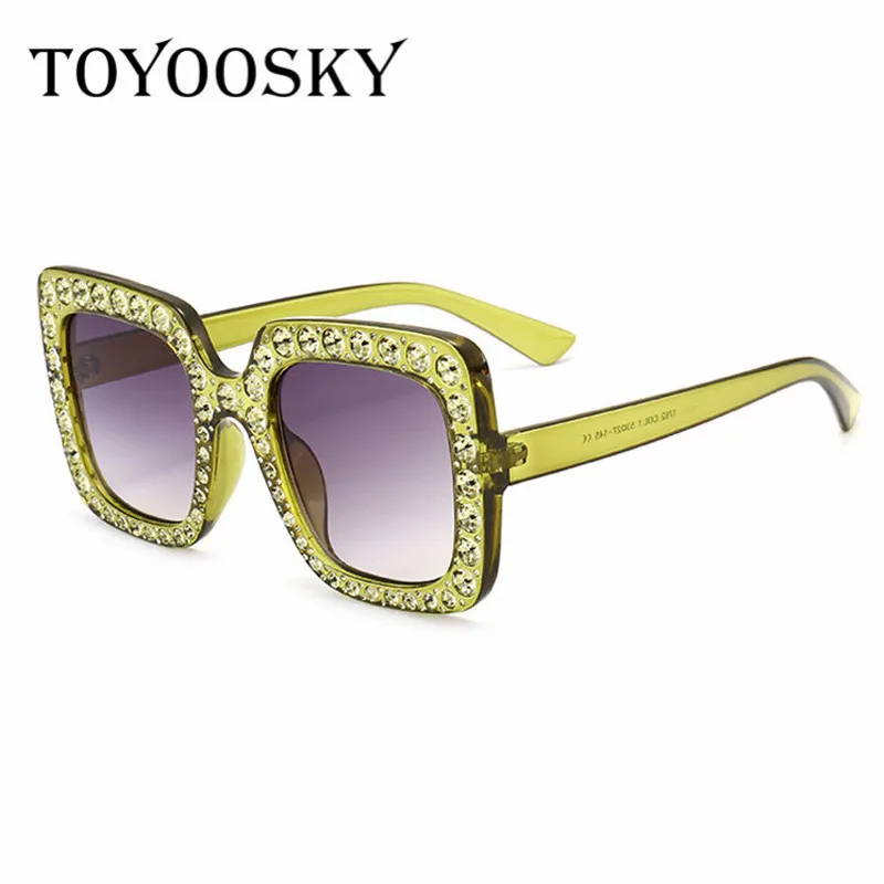Toyoosky инкрустация стразами негабаритных квадратные Солнцезащитные очки для