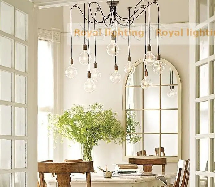 Бар творческий ретро промышленные подвесные светильники 10 Огни E27 Железный кулон