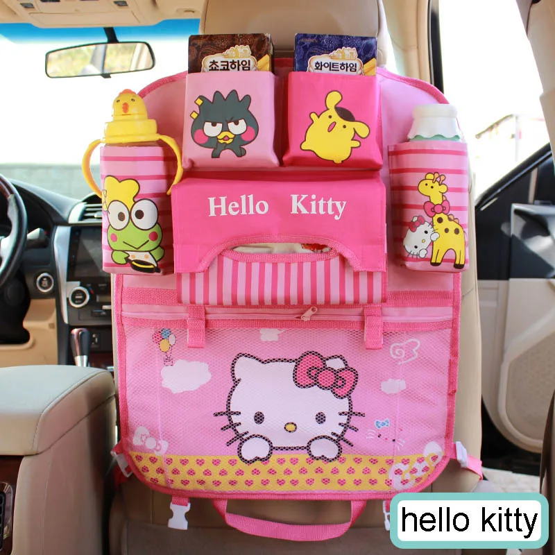 Милый мультфильм hello kitty автомобильный Органайзер сумка для хранения на заднее сиденье для укладки Детские универсальные автомобильные аксессуары для интерьера - Название цвета: hello kitty