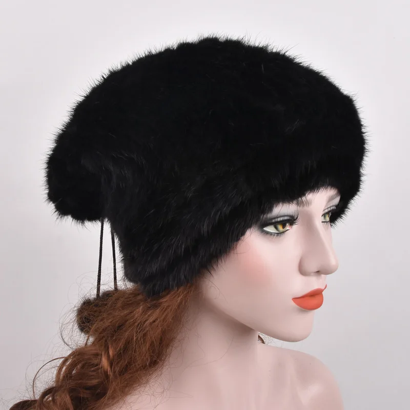 Уличные теплые женские шапки в русском стиле осенне зимняя вязаная меховая шапка