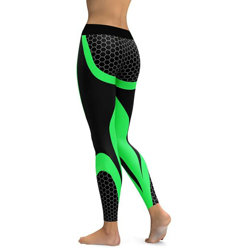 Зеленый LI-FI Women Mesh Yoga Pants Sports Leggings Fitness Floral Sexy Running Hiking Pants Wear Workout Leggings Gym Traning Pants - Цвет: Зеленый