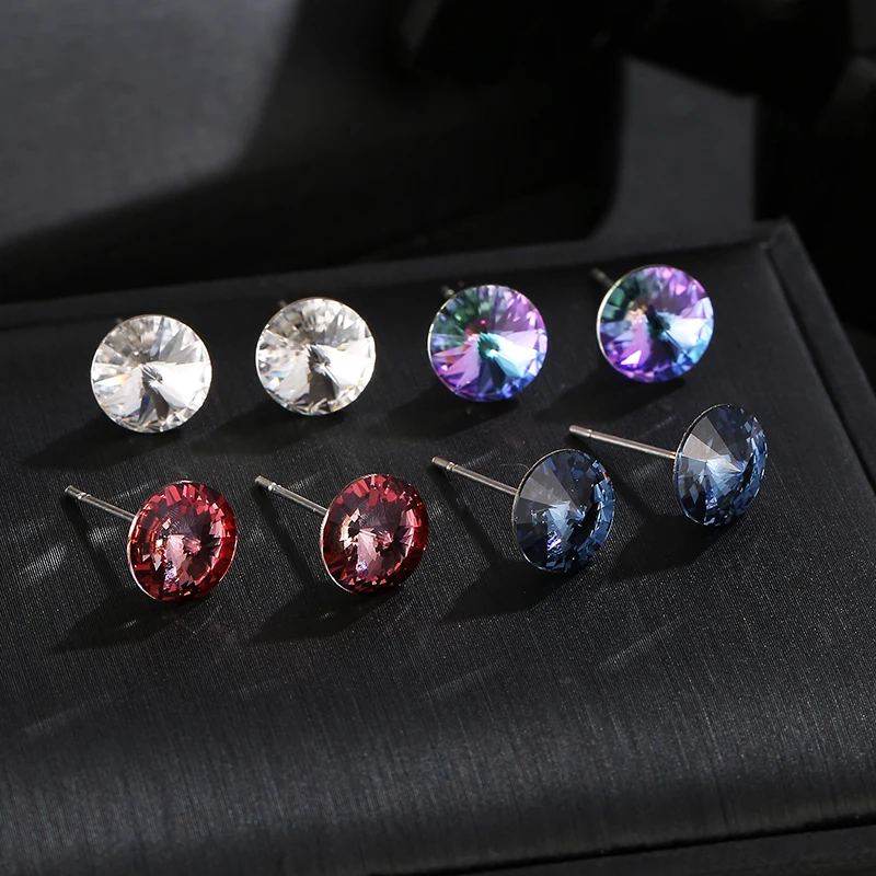 Baffin классические круглые серебряные серьги-гвоздики с кристаллами от Swarovski, пирсинг для женщин, вечерние, свадебные стразы, ювелирные изделия для девушек