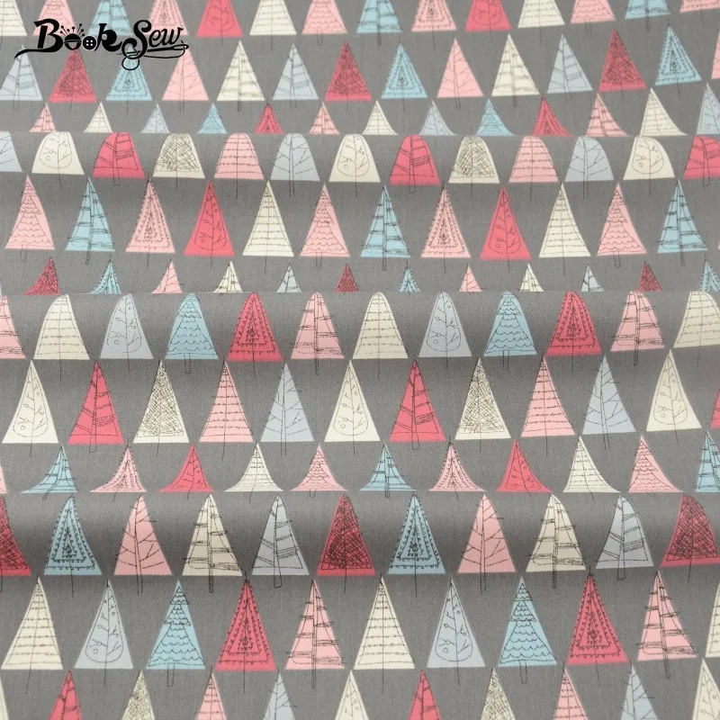 Booksew Patchwork Blue And Red Trees Design Curtains Gray Cotton Twill Fabric Home Textile Quilt Cloth Craft Scrapbooking|cotton twill fabric|cotton