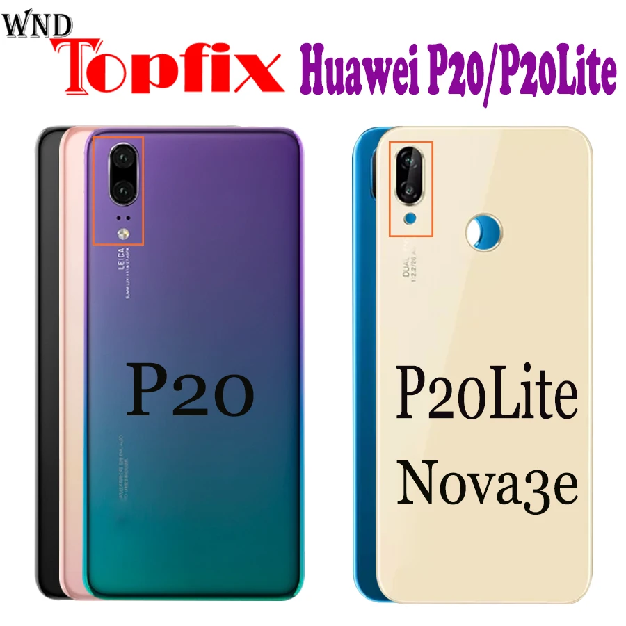 Задняя стеклянная крышка для huawei p20 lite задняя Nova 3e + объектива камеры lite|Корпусы и