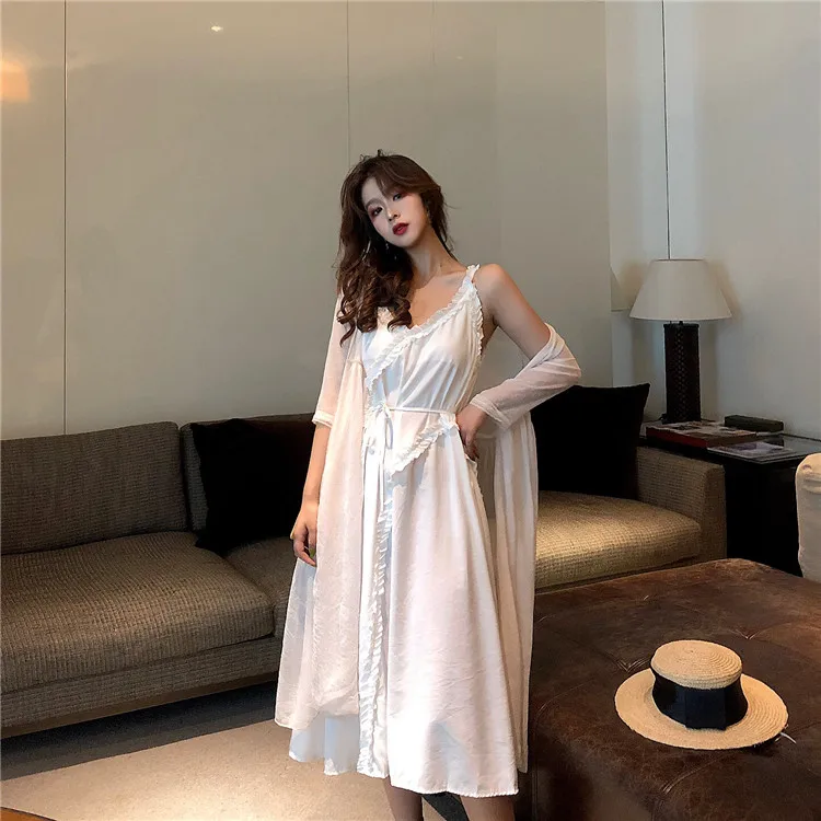 2 colors Summer long Dress 2019 korean vintage style Women Sexy solid color ruffles Spaghetti Strap Womens (t6389) | Женская одежда