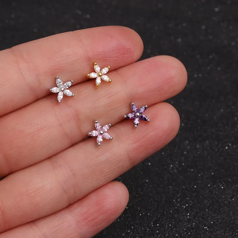 Серьги гвоздики Sellsets для пирсинга изящные украшения прокола козелка ушной