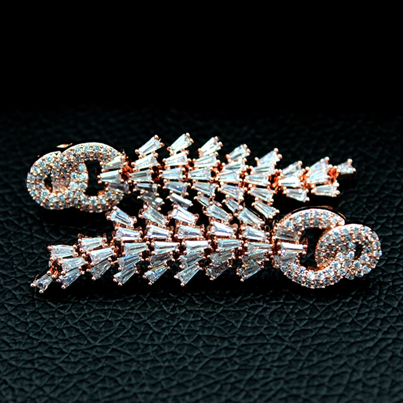 Новинка 2017 сверкающие Роскошные серьги невесты с покрытием из розового золота